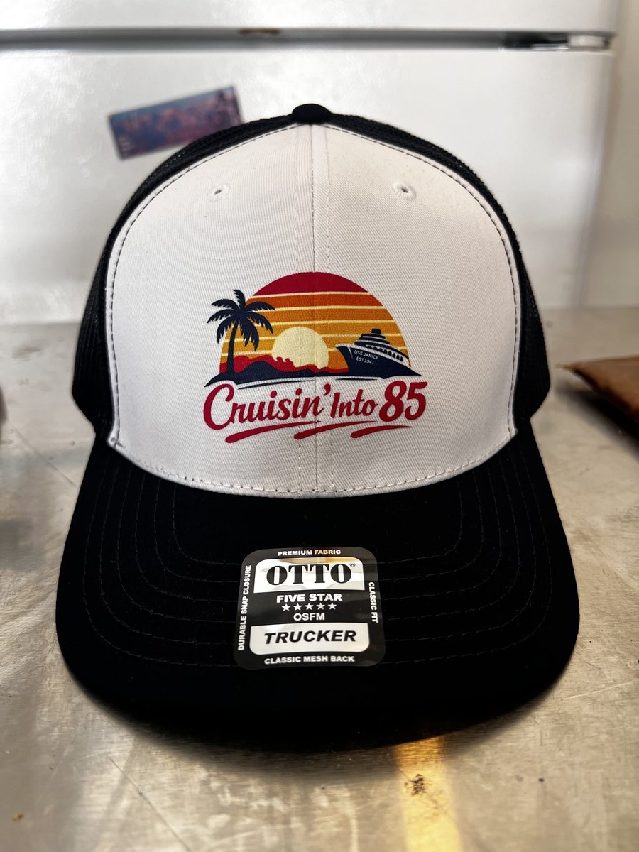 Cruisin Into 85 custom trucker hat